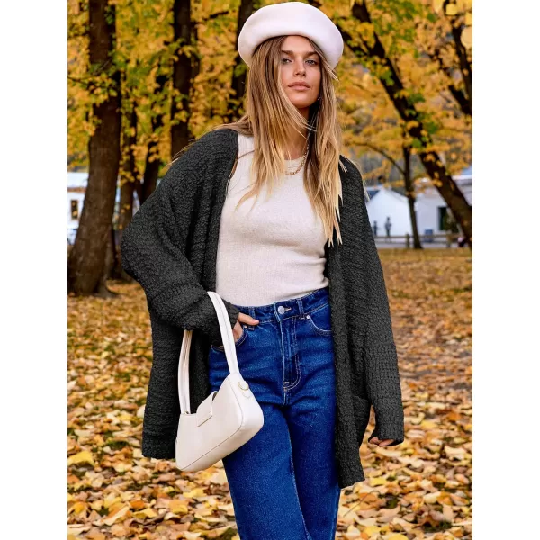 imageANRABESS Womens Open Front Fuzzy Cardigan Sweaters Batwing Sleeve Lightweight Oversized Loose Knit Sweater with PocketsBlack