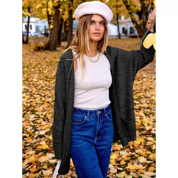 imageANRABESS Womens Open Front Fuzzy Cardigan Sweaters Batwing Sleeve Lightweight Oversized Loose Knit Sweater with PocketsBlack
