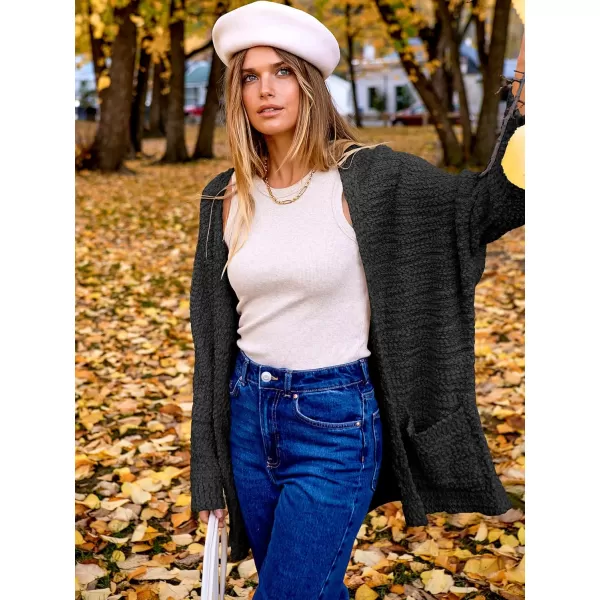 imageANRABESS Womens Open Front Fuzzy Cardigan Sweaters Batwing Sleeve Lightweight Oversized Loose Knit Sweater with PocketsBlack