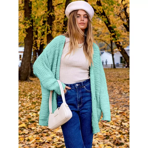 imageANRABESS Womens Open Front Fuzzy Cardigan Sweaters Batwing Sleeve Lightweight Oversized Loose Knit Sweater with PocketsGreen