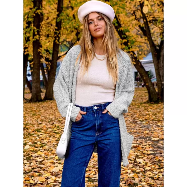 imageANRABESS Womens Open Front Fuzzy Cardigan Sweaters Batwing Sleeve Lightweight Oversized Loose Knit Sweater with PocketsGrey