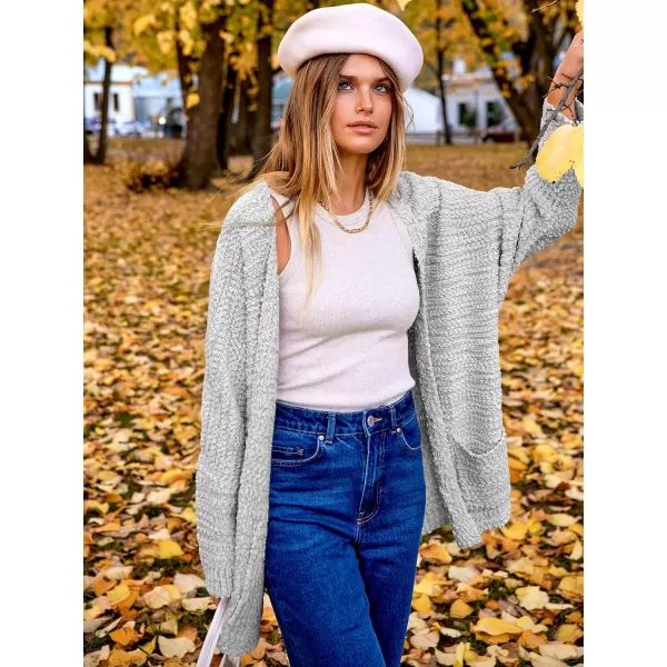 imageANRABESS Womens Open Front Fuzzy Cardigan Sweaters Batwing Sleeve Lightweight Oversized Loose Knit Sweater with PocketsGrey