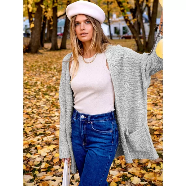 imageANRABESS Womens Open Front Fuzzy Cardigan Sweaters Batwing Sleeve Lightweight Oversized Loose Knit Sweater with PocketsGrey