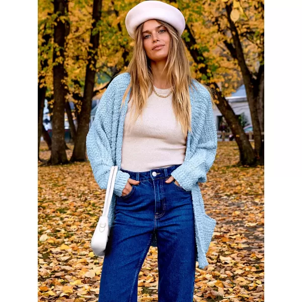 imageANRABESS Womens Open Front Fuzzy Cardigan Sweaters Batwing Sleeve Lightweight Oversized Loose Knit Sweater with PocketsLight Blue