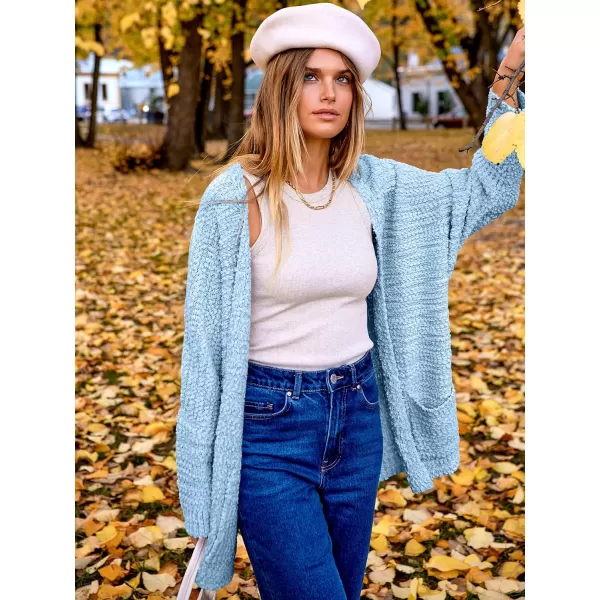 imageANRABESS Womens Open Front Fuzzy Cardigan Sweaters Batwing Sleeve Lightweight Oversized Loose Knit Sweater with PocketsLight Blue