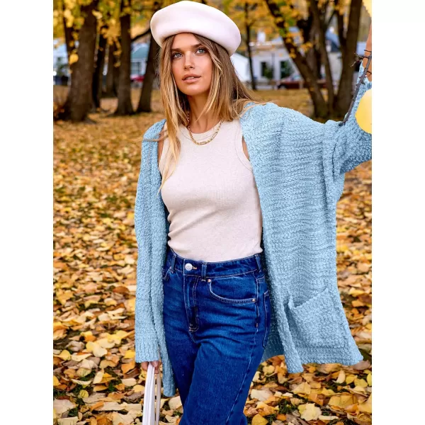imageANRABESS Womens Open Front Fuzzy Cardigan Sweaters Batwing Sleeve Lightweight Oversized Loose Knit Sweater with PocketsLight Blue
