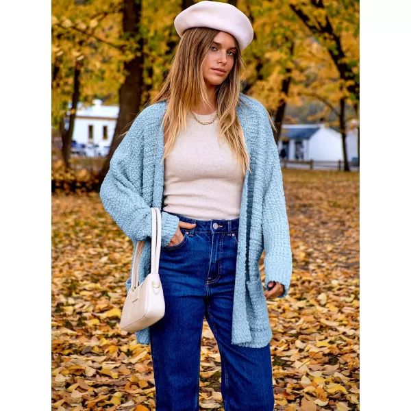 imageANRABESS Womens Open Front Fuzzy Cardigan Sweaters Batwing Sleeve Lightweight Oversized Loose Knit Sweater with PocketsLight Blue