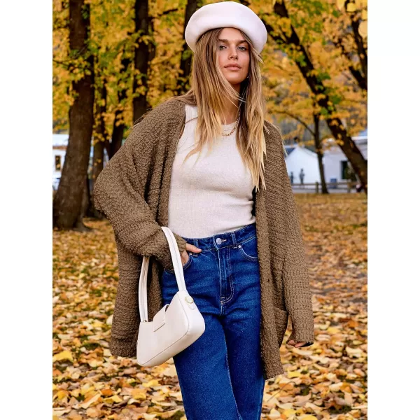 imageANRABESS Womens Open Front Fuzzy Cardigan Sweaters Batwing Sleeve Lightweight Oversized Loose Knit Sweater with PocketsMocha