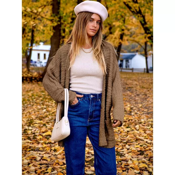 imageANRABESS Womens Open Front Fuzzy Cardigan Sweaters Batwing Sleeve Lightweight Oversized Loose Knit Sweater with PocketsMocha