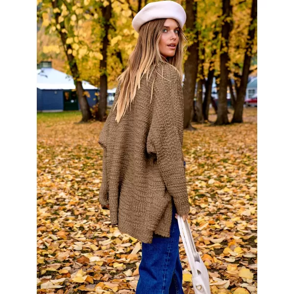 imageANRABESS Womens Open Front Fuzzy Cardigan Sweaters Batwing Sleeve Lightweight Oversized Loose Knit Sweater with PocketsMocha