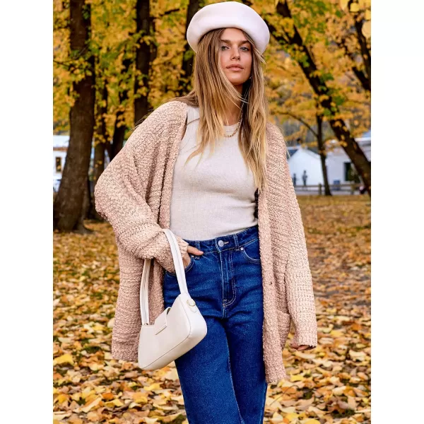 imageANRABESS Womens Open Front Fuzzy Cardigan Sweaters Batwing Sleeve Lightweight Oversized Loose Knit Sweater with PocketsPink