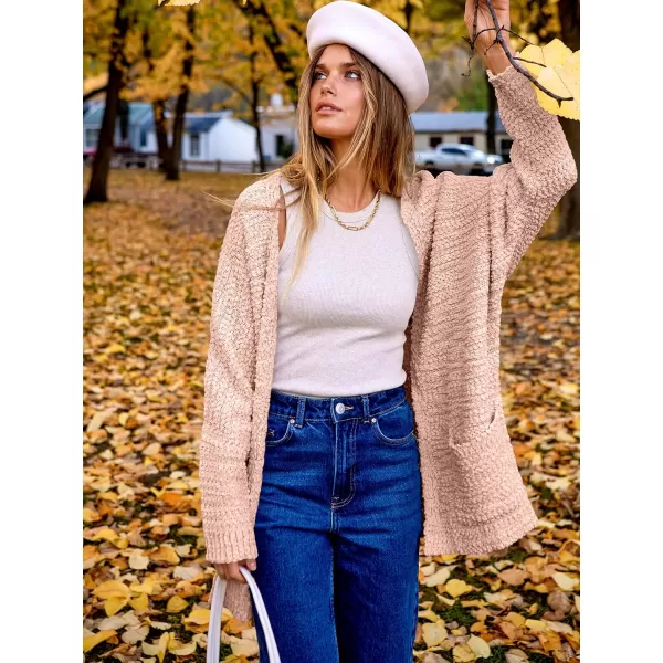 imageANRABESS Womens Open Front Fuzzy Cardigan Sweaters Batwing Sleeve Lightweight Oversized Loose Knit Sweater with PocketsPink