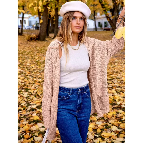 imageANRABESS Womens Open Front Fuzzy Cardigan Sweaters Batwing Sleeve Lightweight Oversized Loose Knit Sweater with PocketsPink