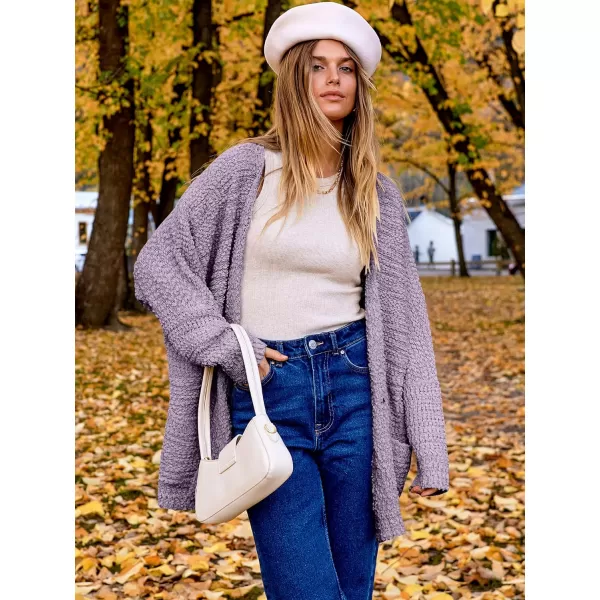 imageANRABESS Womens Open Front Fuzzy Cardigan Sweaters Batwing Sleeve Lightweight Oversized Loose Knit Sweater with PocketsPurple