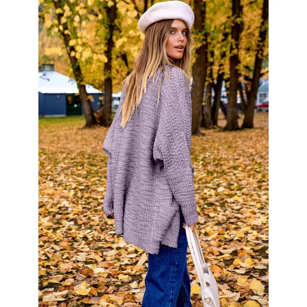 imageANRABESS Womens Open Front Fuzzy Cardigan Sweaters Batwing Sleeve Lightweight Oversized Loose Knit Sweater with PocketsPurple