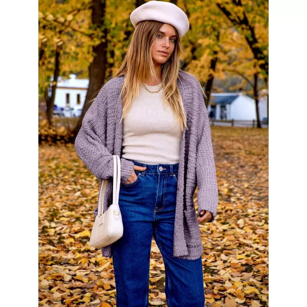 imageANRABESS Womens Open Front Fuzzy Cardigan Sweaters Batwing Sleeve Lightweight Oversized Loose Knit Sweater with PocketsPurple