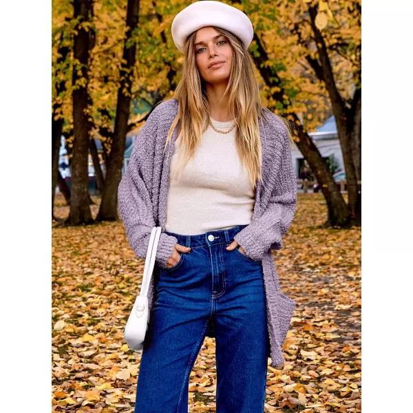 imageANRABESS Womens Open Front Fuzzy Cardigan Sweaters Batwing Sleeve Lightweight Oversized Loose Knit Sweater with PocketsPurple