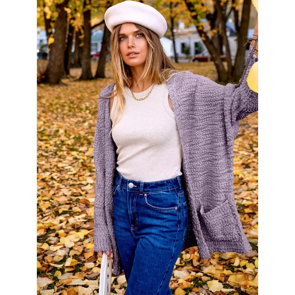 imageANRABESS Womens Open Front Fuzzy Cardigan Sweaters Batwing Sleeve Lightweight Oversized Loose Knit Sweater with PocketsPurple