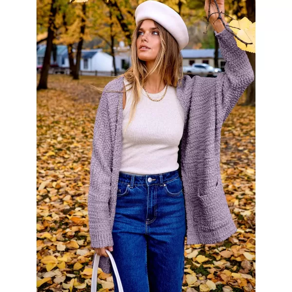 imageANRABESS Womens Open Front Fuzzy Cardigan Sweaters Batwing Sleeve Lightweight Oversized Loose Knit Sweater with PocketsPurple