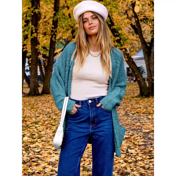 imageANRABESS Womens Open Front Fuzzy Cardigan Sweaters Batwing Sleeve Lightweight Oversized Loose Knit Sweater with PocketsWater Blue