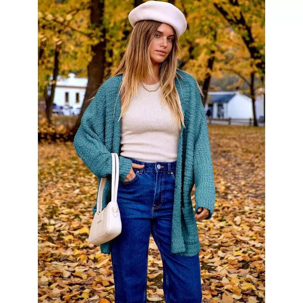 imageANRABESS Womens Open Front Fuzzy Cardigan Sweaters Batwing Sleeve Lightweight Oversized Loose Knit Sweater with PocketsWater Blue