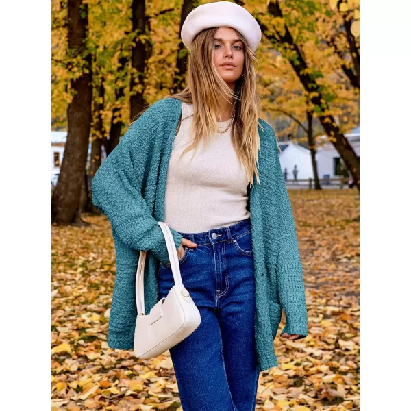 imageANRABESS Womens Open Front Fuzzy Cardigan Sweaters Batwing Sleeve Lightweight Oversized Loose Knit Sweater with PocketsWater Blue