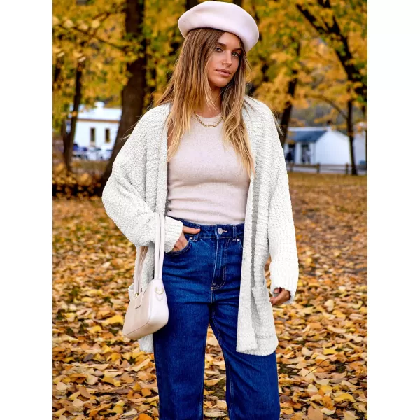 imageANRABESS Womens Open Front Fuzzy Cardigan Sweaters Batwing Sleeve Lightweight Oversized Loose Knit Sweater with PocketsWhite