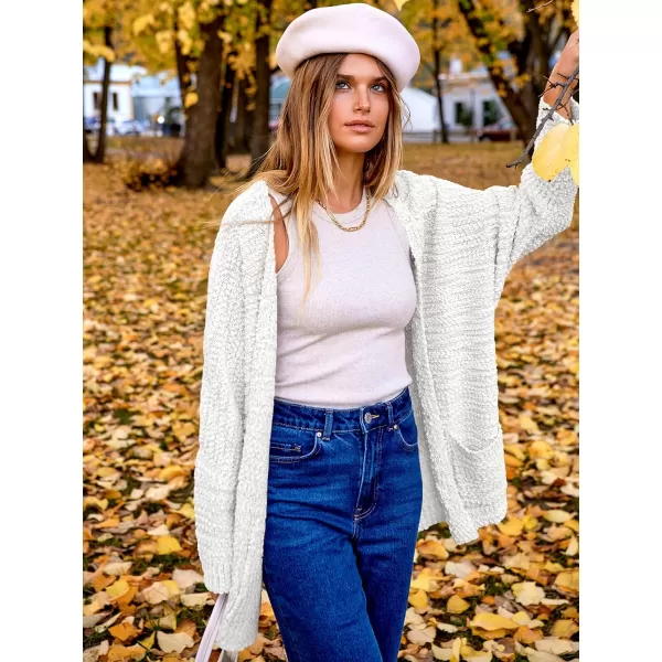 imageANRABESS Womens Open Front Fuzzy Cardigan Sweaters Batwing Sleeve Lightweight Oversized Loose Knit Sweater with PocketsWhite
