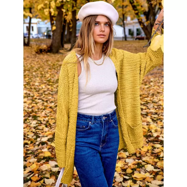 imageANRABESS Womens Open Front Fuzzy Cardigan Sweaters Batwing Sleeve Lightweight Oversized Loose Knit Sweater with PocketsYellow