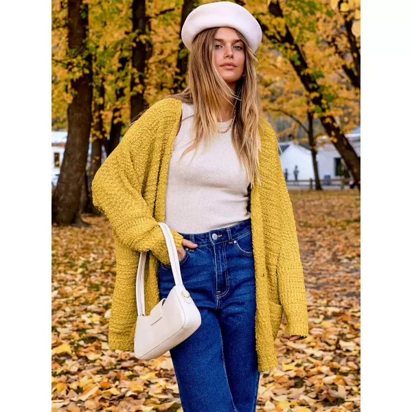 imageANRABESS Womens Open Front Fuzzy Cardigan Sweaters Batwing Sleeve Lightweight Oversized Loose Knit Sweater with PocketsYellow