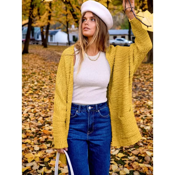 imageANRABESS Womens Open Front Fuzzy Cardigan Sweaters Batwing Sleeve Lightweight Oversized Loose Knit Sweater with PocketsYellow