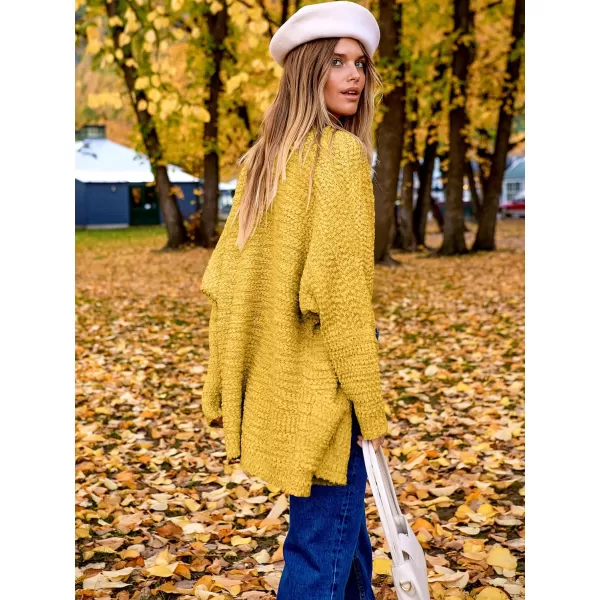 imageANRABESS Womens Open Front Fuzzy Cardigan Sweaters Batwing Sleeve Lightweight Oversized Loose Knit Sweater with PocketsYellow