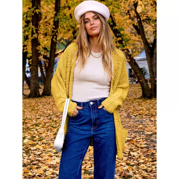 imageANRABESS Womens Open Front Fuzzy Cardigan Sweaters Batwing Sleeve Lightweight Oversized Loose Knit Sweater with PocketsYellow