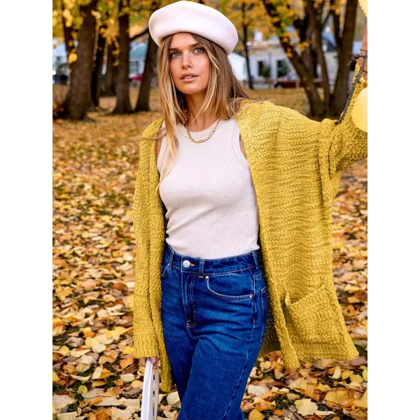 imageANRABESS Womens Open Front Fuzzy Cardigan Sweaters Batwing Sleeve Lightweight Oversized Loose Knit Sweater with PocketsYellow