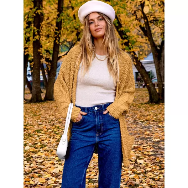 imageANRABESS Womens Open Front Fuzzy Cardigan Sweaters Batwing Sleeve Lightweight Oversized Loose Knit Sweater with PocketsYolk