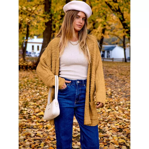imageANRABESS Womens Open Front Fuzzy Cardigan Sweaters Batwing Sleeve Lightweight Oversized Loose Knit Sweater with PocketsYolk