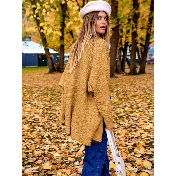 imageANRABESS Womens Open Front Fuzzy Cardigan Sweaters Batwing Sleeve Lightweight Oversized Loose Knit Sweater with PocketsYolk