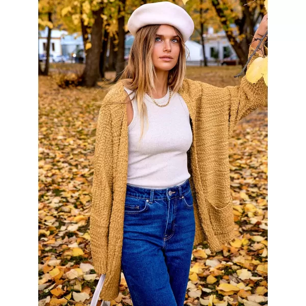imageANRABESS Womens Open Front Fuzzy Cardigan Sweaters Batwing Sleeve Lightweight Oversized Loose Knit Sweater with PocketsYolk