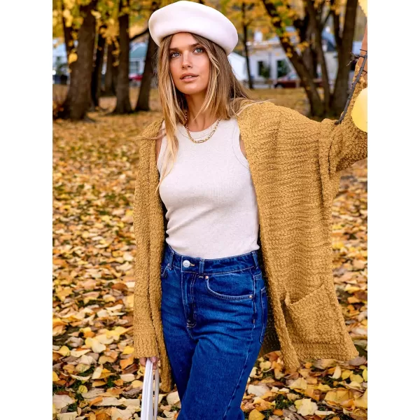 imageANRABESS Womens Open Front Fuzzy Cardigan Sweaters Batwing Sleeve Lightweight Oversized Loose Knit Sweater with PocketsYolk