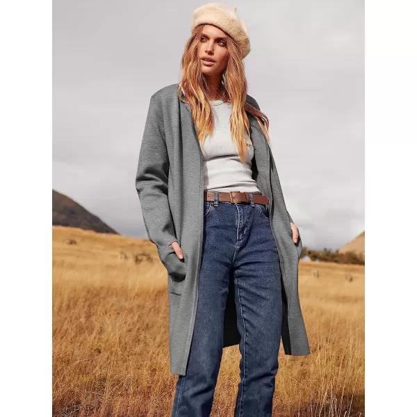 imageANRABESS Womens Open Front Knit Cardigan Long Sleeve Lapel Casual Solid Classy Sweater JacketDeep Grey
