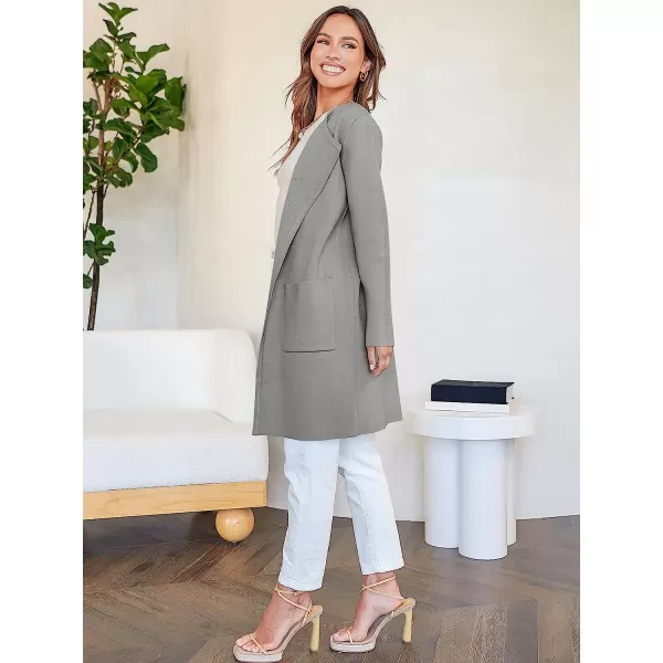 imageANRABESS Womens Open Front Knit Cardigan Long Sleeve Lapel Casual Solid Classy Sweater JacketGray