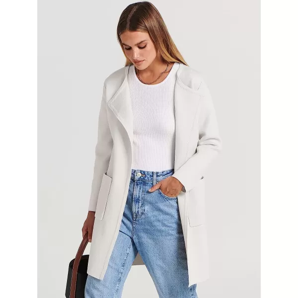 imageANRABESS Womens Open Front Knit Cardigan Long Sleeve Lapel Casual Solid Classy Sweater JacketOffwhite