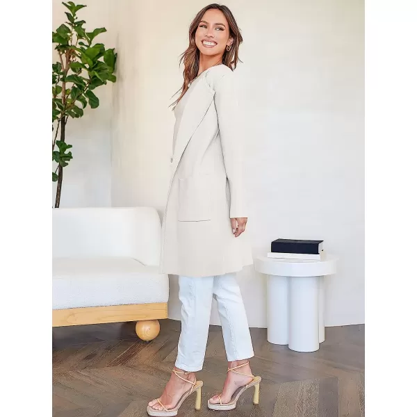imageANRABESS Womens Open Front Knit Cardigan Long Sleeve Lapel Casual Solid Classy Sweater JacketOffwhite