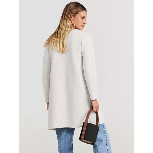 imageANRABESS Womens Open Front Knit Cardigan Long Sleeve Lapel Casual Solid Classy Sweater JacketOffwhite