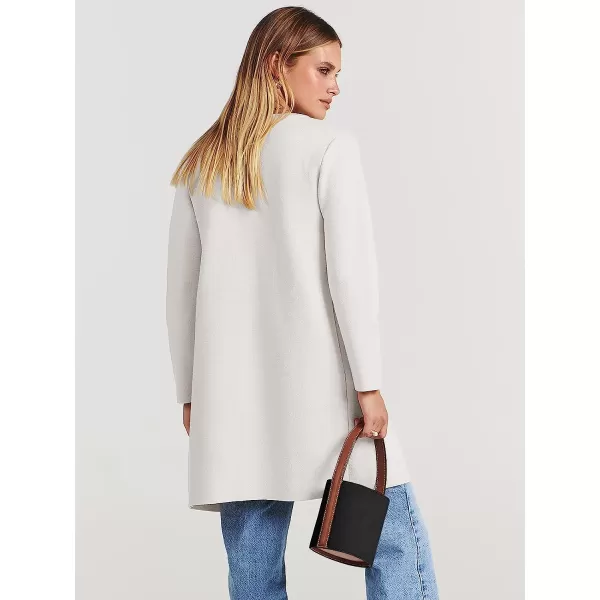 imageANRABESS Womens Open Front Knit Cardigan Long Sleeve Lapel Casual Solid Classy Sweater JacketOffwhite