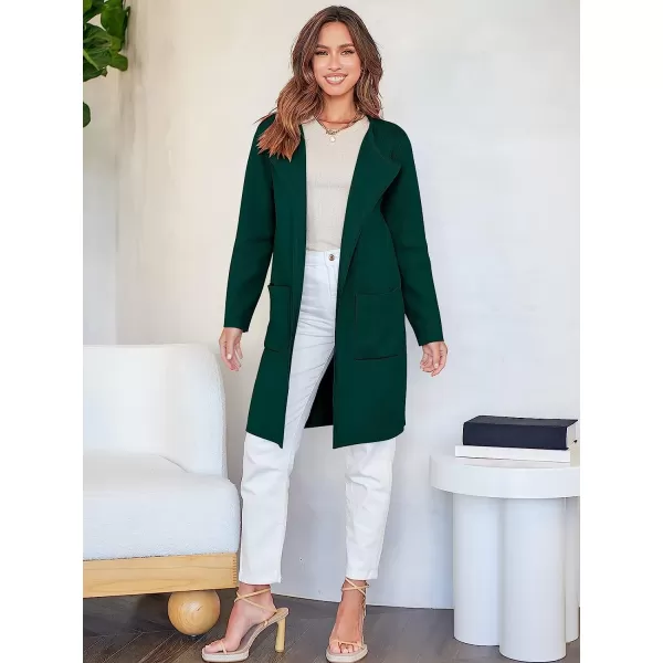 imageANRABESS Womens Open Front Knit Cardigan Long Sleeve Lapel Casual Solid Classy Sweater JacketOpal Green