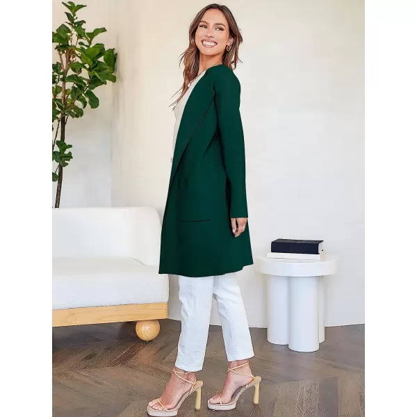 imageANRABESS Womens Open Front Knit Cardigan Long Sleeve Lapel Casual Solid Classy Sweater JacketOpal Green
