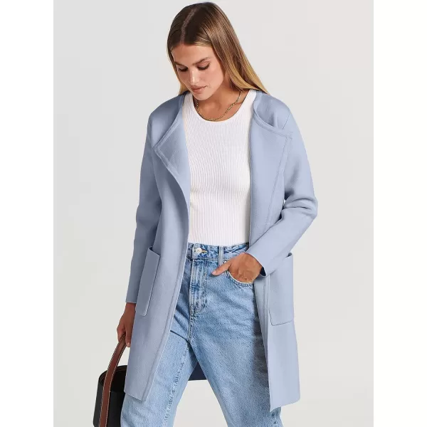 imageANRABESS Womens Open Front Knit Cardigan Long Sleeve Lapel Casual Solid Classy Sweater JacketSky Blue