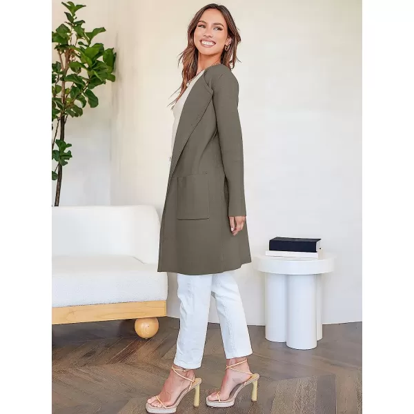 imageANRABESS Womens Open Front Knit Cardigan Long Sleeve Lapel Casual Solid Classy Sweater JacketTaupe