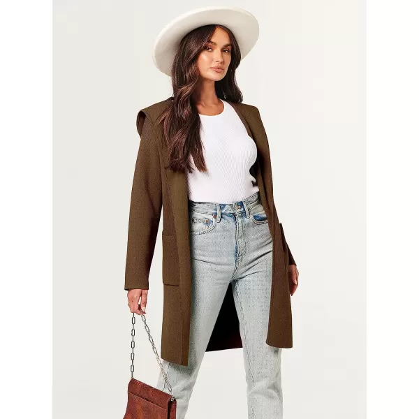 imageANRABESS Womens Open Front Long Sleeve Oversized Hoodie Cardigan Coat Casual Pockets Knit Cotigan SweaterBrown